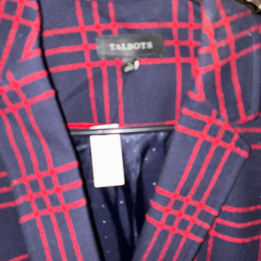 Red and Black Plaid Blazer